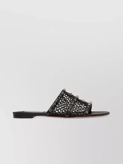 Valentino Garavani Studded Mesh Flat Sole Sandals