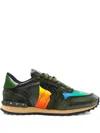 Valentino Studded Panelled Sneakers In Green