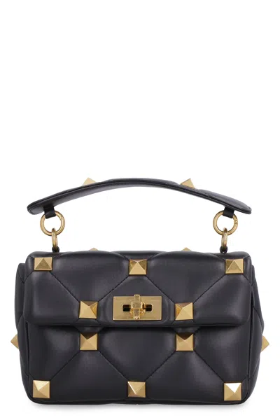 Valentino Garavani Studded Quilted Leather Handbag For Women In Black