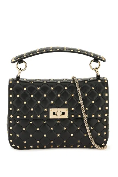 Valentino Garavani Studded Quilted Nappa Handbag With Removable Handle In Black