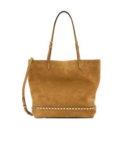 Valentino Garavani Studded Shoulder Bag In Brown
