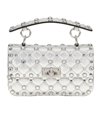 Valentino Garavani Valentino Studded Small Shoulder Bag In Silver