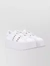 Valentino Garavani Flatform Rockstud Untitled Trainer In Calfskin And Wool Woman White 39