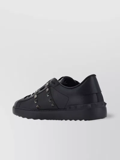 Valentino Garavani Studded Sneaker With Round Toe And Rubber Sole In Black
