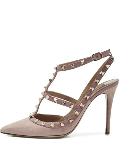 Pre-owned Valentino Garavani Studded Strap Pumps In Neutral