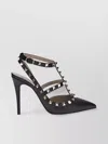 Valentino Garavani Studded Strappy Leather Pumps In Black
