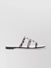 Valentino Studded Straps Flat Slide Sandals In Grey
