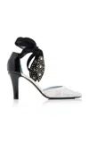 Valentino 85 Embellished Suede-trimmed Corded Lace And Patent-leather Pumps In Multi