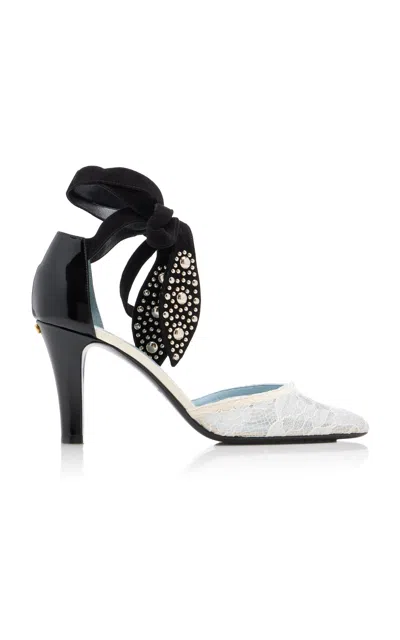 Valentino Garavani 85 Embellished Suede-trimmed Corded Lace And Patent-leather Pumps In Multi