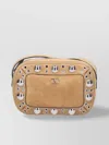 Valentino Studded Suede Shoulder Bag With Adjustable Strap