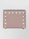 Valentino Rockstud Blush Pink Grained-leather Wallet In Multi