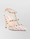 Valentino Rockstud Caged 100 Tweed & Leather Pump In Multi