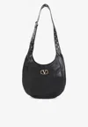 Valentino Hoboho Small Shoulder Bag With Studded Strap In Black