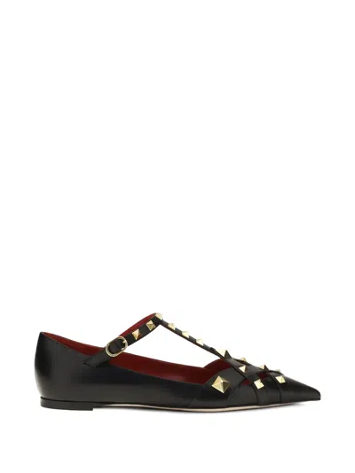 Valentino Garavani Studdy Cage Flat Pumps In Black