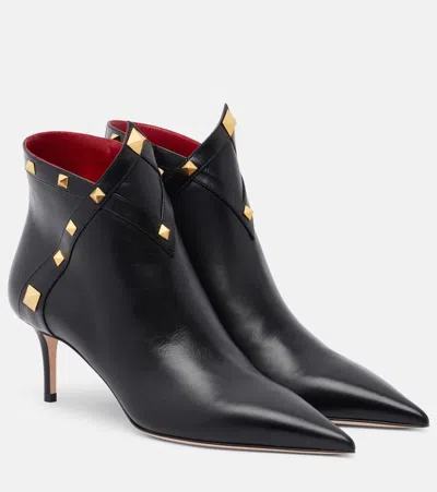 Valentino Garavani Studdy Leather Ankle Boots In Black