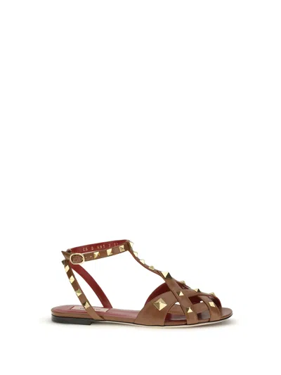 Valentino Garavani Studdy Sandals In Brown