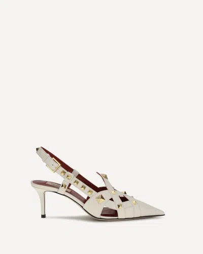 Valentino Garavani Studdy Slingback Pumps In White