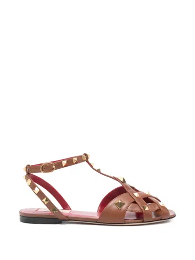 Valentino Garavani Studdy Stud-embellished Sandals In Brown