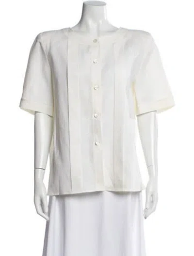 Pre-owned Valentino Studio Linen Blouse In Neutral