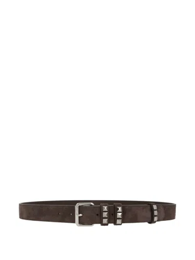 Valentino Garavani Rockstud Buckled Belt In Brown