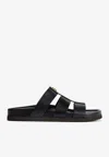 Valentino Studshield Calfskin Slides In Black