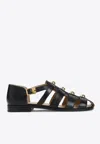 Valentino Studshield Fisherman Sandals In Calf Leather In Black