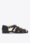 Valentino Studshield Fisherman Sandals In Calf Leather In Black