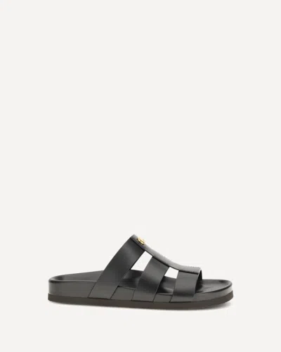 Valentino Garavani Studshield Logo-embellished Leather Sandals In Black