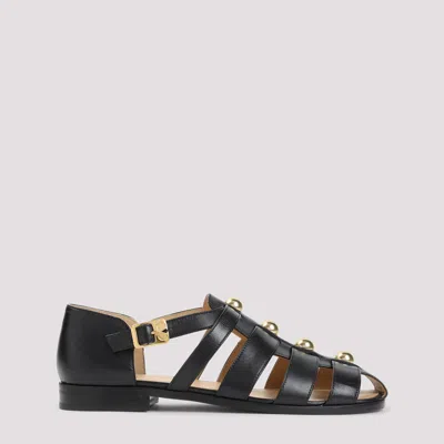 Valentino Garavani Leather Sandals In Black
