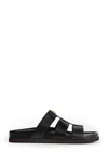 Valentino Studshield Calfskin Slides In Black