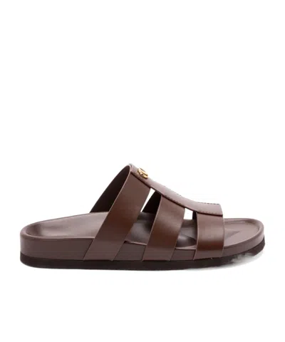 Valentino Garavani Valentino Studshield Slip-on Slide Sandals In Brown
