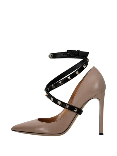 Pre-owned Valentino Garavani Studwrap Rockstud Pumps In Neutral