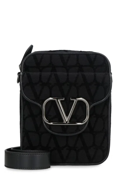 Valentino Garavani Stylish Black Canvas Crossbody Handbag For Men