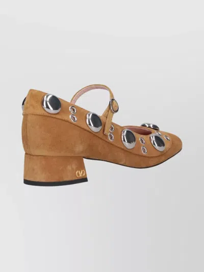 VALENTINO GARAVANI STYLISH BLOCK HEEL SUEDE PUMPS