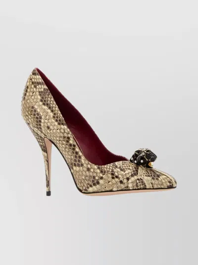 VALENTINO GARAVANI STYLISH LEATHER STILETTO PUMPS DECORATIVE EMBELLISHMENTS