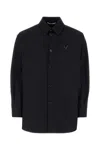 Valentino Rear Yoke Wool Blend Shirt In Navy