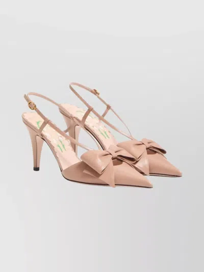 Valentino Garavani Stylish Mid Heel Sandals With Bow Detail In Neutral