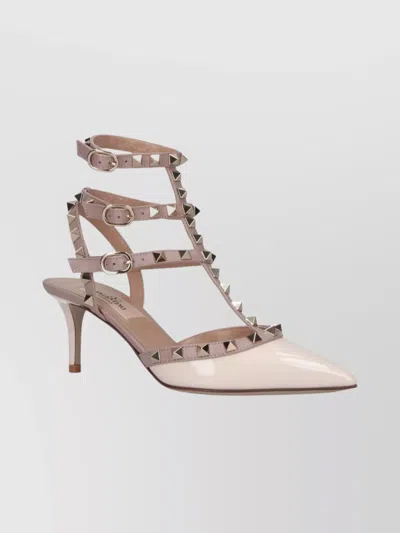 Valentino Garavani Stylish Pointed Toe Pumps With Studded Design In Brown