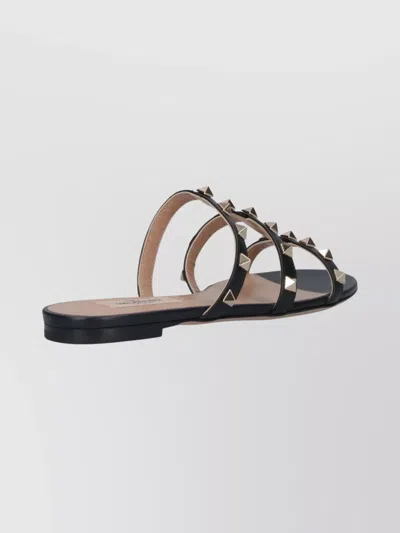 VALENTINO GARAVANI LEATHER ROCKSTUD SLIDE SANDALS