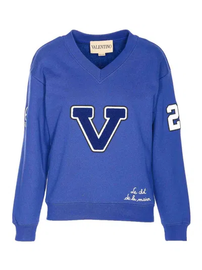 Valentino Oidered Le Chat De La Maison Sweatshirt In Blue