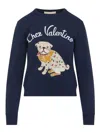 Valentino Cotton Sweatshirt In Blue