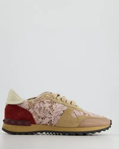 Valentino Garavani Suede And Lace Rockrunner Trainers In Multi