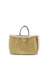 Valentino Suede And Sheepskin Medium Tote Bag In Brown
