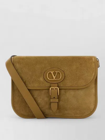 Valentino Garavani Suede Antibes Crossbody Bag Adjustable Strap In Brown