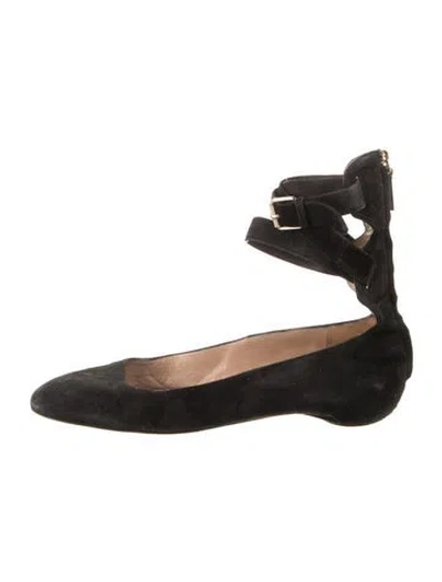 Pre-owned Valentino Garavani Suede Ballet Flats In Black