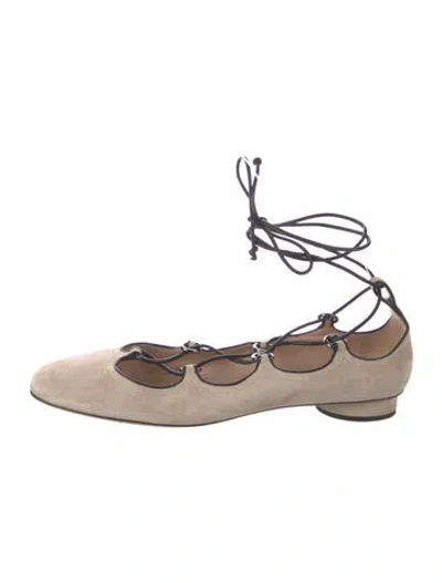 Pre-owned Valentino Garavani Suede Ballet Flats In Neutrals