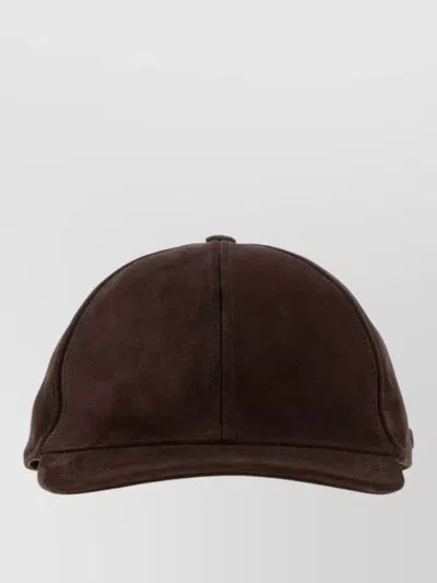 Valentino Garavani Suede Baseball Cap Curved Brim Panelled Design In Brown