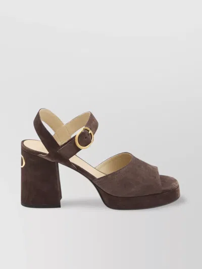 Valentino Garavani Suede Block Heel Sandals With Buckle Detail