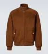 Valentino Ribbed Lambskin Suede Leather Jacket With Stand-up Collar