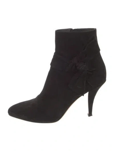 Pre-owned Valentino Garavani Suede Bow Accents Boots In Black